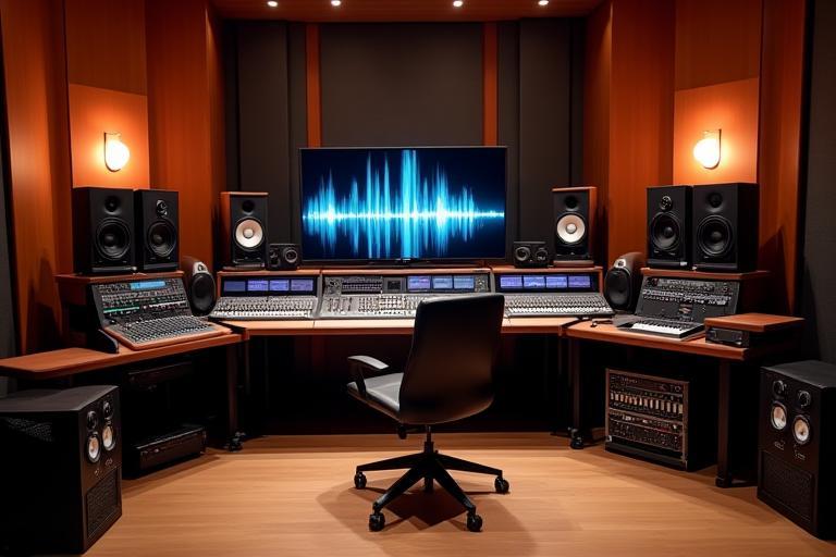 Interior shot of Estúdio Ritmo Urbano showing modern equipment
