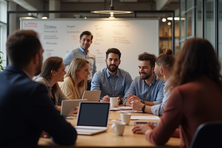 Photo of Estúdio Ritmo Urbano team members collaborating in a meeting room